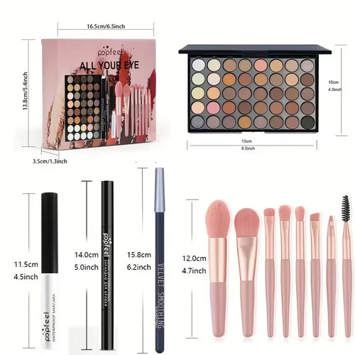 A 40-Shade Christmas Eyeshadow Palette Makeup Kit That Includes Mascara, Eyeshadow Brushes, Eyeliner, And Eyebrow Pencils, Perfe