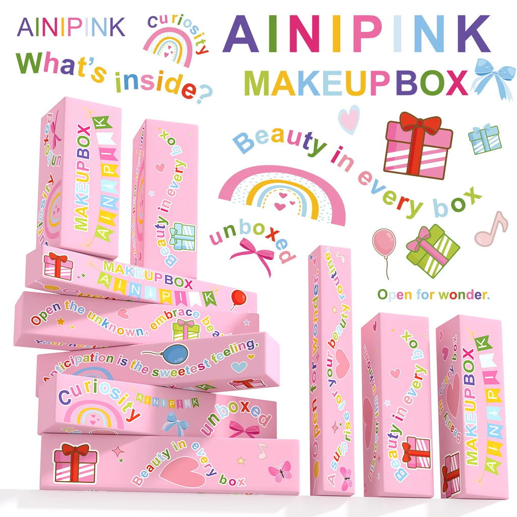 AINIPINK Multi-Color Lip Makeup Box Gift Set Matte Lip Gloss Lip Liner Hydrating Lip Oil Long Lasting Waterproof Non-Fading Liquid Lipstick Cosmetic Kit Cute Packaging Teen Girls Holiday Birthday Beauty Present Daily Lip Make Up Set