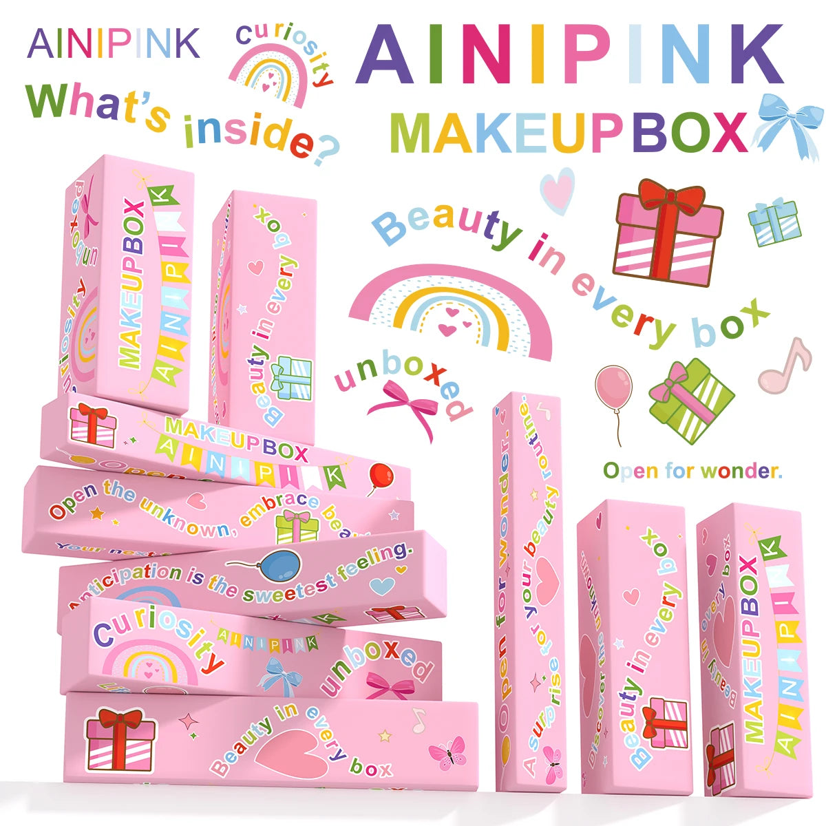 AINIPINK Multi-Color Lip Makeup Box Gift Set Matte Lip Gloss Lip Liner Hydrating Lip Oil Long Lasting Waterproof Non-Fading Liquid Lipstick Cosmetic Kit Cute Packaging Teen Girls Holiday Birthday Beauty Present Daily Lip Make Up Set