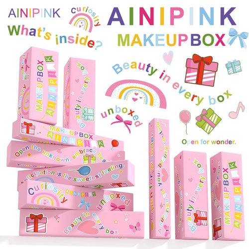 AINIPINK Multi-Color Lip Makeup Box Gift Set Matte Lip Gloss Lip Liner Hydrating Lip Oil Long Lasting Waterproof Non-Fading Liquid Lipstick Cosmetic Kit Cute Packaging Teen Girls Holiday Birthday Beauty Present Daily Lip Make Up Set